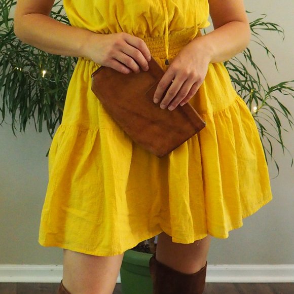 Vintage Leather Clutch Tan Small Purse Evening - Picture 3 of 16